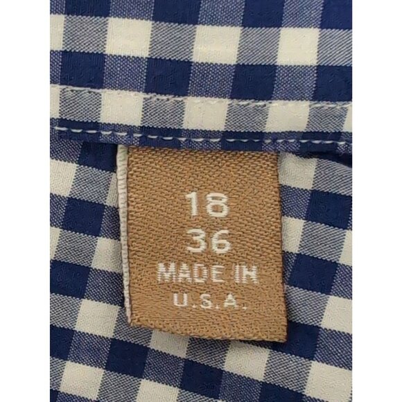 Gitman Bros Button Up Shirt Mens 18 36 Blue Gingham Check Tailored Fit Preppy - Picture 6 of 9